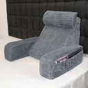 Selectico Reading Pillow for Bed, 19" Back Pillow for Bed Sitting up, Big Pockets & Built-in Arms, Backrest Cushion, Wedge Support for Reclining/Reading/Resting/Watching TV, Washable Cover, Slate Blue