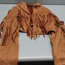 Women's Faux Suede Leather Tassel Jackets With Lining Cropped Fringe Coats For Women 2025 Fall Fashion Must Haves (Tan), Small
