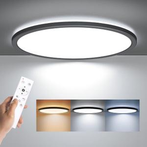 BLNAN LED Flush Mount Ceiling Light Fixture with Remote Control, 15.4 Inch 3000K-6500K Dimmable Round Low Profile Ceiling Lamp for Living Room Bedroom Kitchen, 15.4inch 36w