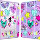 for iPad 9th Generation with Pencil Holder, iPad 8th/7th Gen Case 10.2-inch, [Built in Pencil Holder] Trifold Stand Auto Wake/Sleep Clear TPU Protection Back Cover, Girlis Pink Pattern