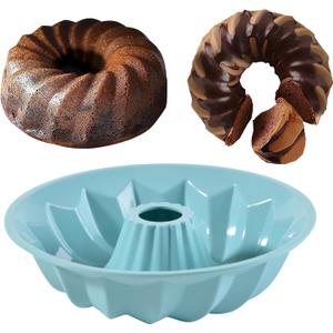 FunSiltasy Silicone Cake Mold Flower Shaped - Non-Stick Pan, Reusable Flexible Baking Mold for Cakes Cupcakes Chocolate, Easy to Clean Blue Baking Supplies
