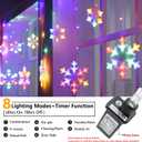 Christmas Snowflake Lights, 10.66ft 168 LED Icicle Lights Outdoor with 14 Drops, 8 Modes Waterproof Connectable Christmas Light for Eaves, Wedding, Garden, Yard, Indoor Outdoor Xmas Decor (Multicolor)