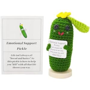 qyqkfly Mini Cute Funny Positive Life Potato Tomato Eggplant Onion Cute Animals Creative Knitted Holding Card Crochet Birthday Christmas Girls Gifts Party Decor, Set of 2