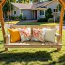 Floral Outdoor Pillow Covers Waterproof Spring Throw Pillow Cases Orange Yellow 20x20 Inch Set of 2 Decorative Summer Cushion Covers for Patio Furniture Garden Bench Porch Sofa