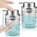 RETON 2 Pcs Foaming Soap Dispenser, 10 Oz/300ml Clear Hand Soap Dispensers with Pump, Refillable Foam Lotion Dispenser, Plastic Dish Soap Container for Bathroom Kitchen Countertop (2 Clear)