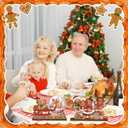 2 x 6 Pcs Christmas Gingerbread Table Decorations - Gingerbread Candy Wooden Centerpiece Xmas Decorations for Home Farmhouse Office Tabletop Decor (Colorful)