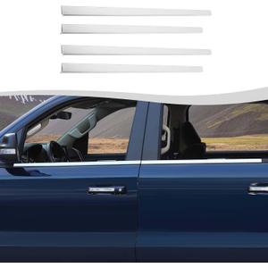 Stainless Steel Outer Window Sill Molding Cover 4 Pcs Compatible with 2018-2023 Dodge RAM Exterior Accessories (Chrome)