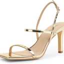Modatope Womens Sandals Open Toe Strappy Sandals Ankle Strap High Heel Sandals for Women (7.5, A-gold)