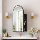 Medicine Cabinets for Bathroom, Black Arched Medicine Cabinet Recessed or Surface Wall-Mounted,Modern Bathroom Vanity Mirror with Storage, Mirrored Cabinet with Adjustable Shelves,16x31 Inch