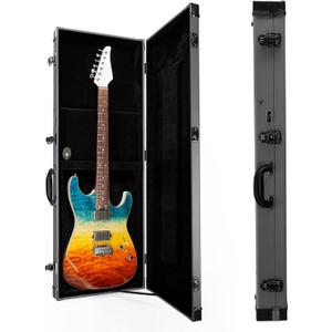 Electric Guitar Case Hard, Fits Fender Strat, Tele, and Standard Guitars, Portable 4-Layer Protection Hardshell with Comfort Handle, Secure Metal Lock (Dark Grey)