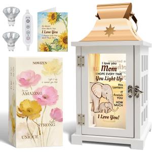 Mothers Day Birthday Gifts for Mom from Son, Gifts for Mom from Son, Cool Moms from Son, Thanksgiving Mother and Son Candle Warmer Lantern with Timer & Dimmer