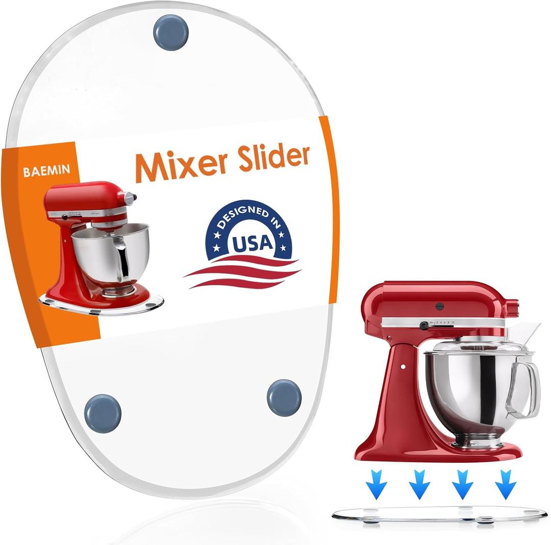 Mixer Slider, Thickened Acrylic Heavy-Duty Mixer Slider Mat for 5QT-8QT Stand Mixer, Compatible with KitchenAid Sliders for Countertop, Appliance Sliders Mixers Accessories, Clear