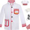 Career Day Costume for Kids Chef Costume for Boys Girls Cooking Play Halloween 100th day of School (8-10 Years, Chef Costume for Kids)