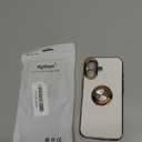 Hython for iPhone 16 Case with Ring Stand, 360 Rotatable Ring Holder Magnetic Kickstand, Plating Rose Gold Edge Soft Cover Protective Phone Case for iPhone 16 6.1", White