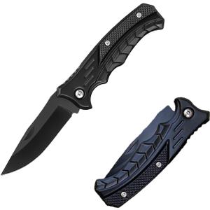 Folding Pocket Knife, Pocket Knife with Chain, Only 2.68 in. Blade - EDC Knife for Camping Hiking Fishing for Men and Women (Black)