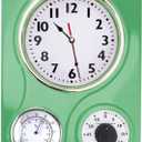 Lily's Home -9.5 Inch x 12.5 Inch - Retro Kitchen Wall Clock, Vintage Wall Clock with a Thermometer and 60-Minute Timer, Ideal for Any Kitchen, Office, or Diner (Retro Green)