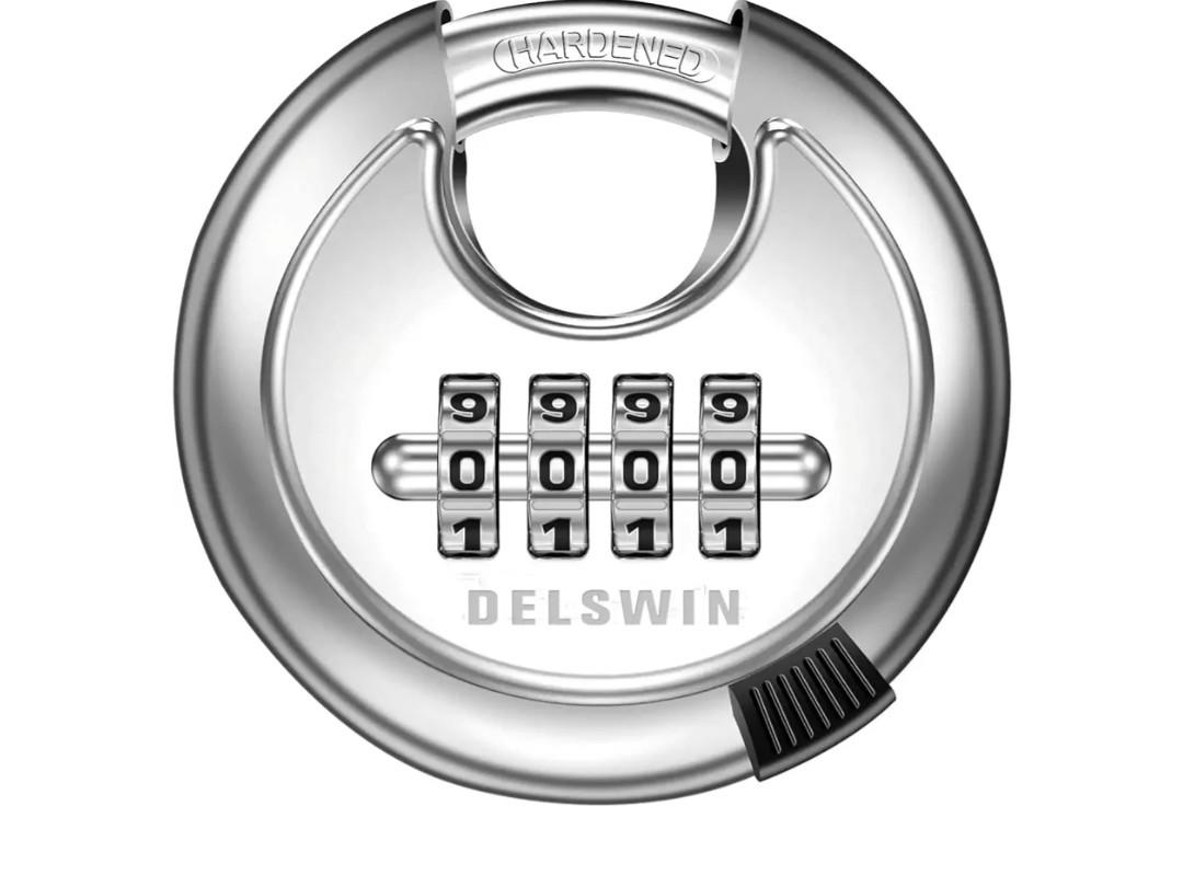 DELSWIN 4 Digit Combination Lock with Hardened Steel Shackle Combo Padlock for Sheds,Gym Locker,Storage Unit,Gate and Fence (1 Pcs)