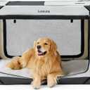Lesure Collapsible Dog Crate - Portable Travel Kennel for Extra Large Dog, 4-Door Pet Crate with Mesh Windows, Indoor & Outdoor, Light Gray, 42.0"L x 28.0"W x 30.0"H
