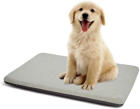 Panku Orthopedic Dog Beds for Median Dogs, Dog Pad for Crate with Durable Washable Waterproof Linen Removable Cover, Grey