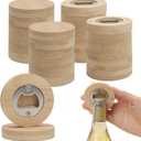 24pcs Round Bamboo Bottle Opener Magnet, 2.6 Inch Round Shape Wooden DIY Beer Openers Bulk, Fridge Refrigerator Sticker for Coaster Bars Parties Kitchens Decoration, Gift for Wedding Guest Beer Lover