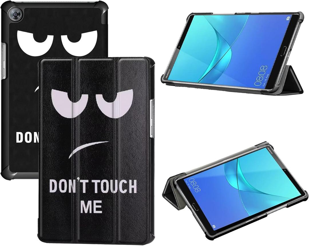 Tri-Fold Case Compatible with Huawei Mediapad M5 8.4 Inch(SHT-AL09/SHT-W12), Includes a Screen Protector - Premium PU Leather Tri-Fold Cover with Auto Sleep/Wake (Big Eyes)