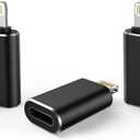 TechMatte Female USB C to Male Lightning Adapter 3 Pack 2.2A Charging Data Transfer, Compatible with iPhone 14, 13, 12, 11 Xs SE iPad iPod AirPods, Not for Audio Headphones/OTG Android Anti-Lost Black