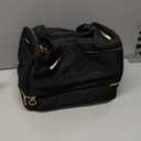 Nail Polish Organizer Bag Holds 80 Bottles (15ml/0.5fl.oz)& Nail Lamp, Soft Velvet Nail Kit Storage Carrying Case with Shoulder Strap, Double Layer Nail Supplies Organizer Handbag Women Black