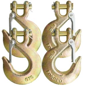 3/8" Clevis Slip Hook with Safety Latch, 4 Pack Heavy Duty Clevis Chian Hook for 3/8" Grade 70 Transport Chain, 18000LBS Capacity for Heavy Load