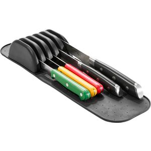 Madesmart Classic 5-Slot Small Knife Holder Storage Mat for Drawers, Soft-Grip Kitchen Knife Block, Carbon