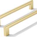 10 Pack 6 Inch Hole Center Brushed Gold Cabinet pulls Heavy Duty Solid Hardware for bathrooms Dressing Tables, Cabinets and Kitchen Cabinets