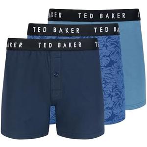 Ted Baker Men's 3 Pack Cotton Blend Boxer Brief, Blue, Size: Medium