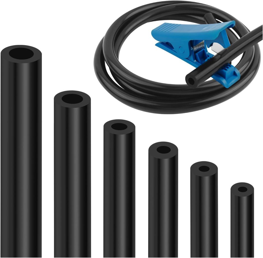 6PCS Silicone Vacuum Hose Automotive Kit,4.9ft Vacuum Lines Automotive with Tube Cutter,ID 1/8" 5/32" 3/16" 1/4" 5/16" 3/8" Multi-Purpose Air & Water Transport Automotive Radiator Hose