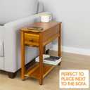 ENKEZI Narrow End Table with Drawer and Shelf Slim Side Table for Small Spaces, Nightstand for Bedroom or Living Room, Small Bedside Table (Top Drawer), 23"L X 10"W X 24"H