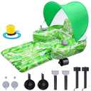 ShinyRelief Motorized Pool Float for Adults with Canopy, Inflatable Pool Lounger with Dual Motors, Cup Holders, Foot Pump, Raft Holds up to 220lb, Electric Floaty for Lake Summer Water(Green)