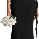KUTUMAI Elegant Long Formal Wedding Guest Dresses for Women Ruffle Bodycon Cocktail Party Maxi Dress (Large, Black)