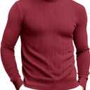 Runcati Mens Mock Turtleneck Sweater Slim Fit Casual Ribbed Knitted Pullover Fall Winter Basic Warm Sweaters