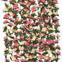 KHOYIME 9 Pack 72 FT Artificial Flower Garland, Fake Champagne Roses Vines Silk Flowers Faux Outdoor Hanging Floral Ivy Garland Decoration for Wedding Arch Bedroom Home Wall Backdrop Room Decor