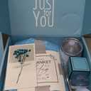 Self Care Get Well Soon Gifts for Women, Luxury Ocean Spa Gift Basket with Flannel Blanket - Unique Birthday Christmas Mother's Valentines Day Gifts for Mom Wife Girlfriend Best Friend Sister Her (Blue)