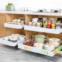 4 Pack Pull Out Cabinet Organizer,21" Deep Slide Out Drawer Organizers, No Drill Roll Out Drawers Adhesive with Nano Compatible Framed Cabinets Shelves for Kitchen Pantry Adjustable Width (White)