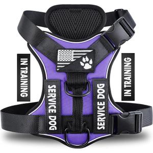 Demigreat Service Dog Harness, Reflective Dog Vest Harness with 5 PCS Patches, Adjustable Soft Oxford Pet Harness, Inner Layer Mesh, Easy to Control for Dogs (Medium (Pack of 1), Purple)