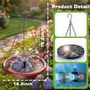 AISITIN 15 inch Hanging Solar Bird Bath - Outdoor Bird Bath & Feeder with 3-Tier Steps and Solar Powered Fountain for Patio Garden Backyard Decor