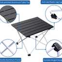 Grope Portable Camping Table with Aluminum Table Top, Folding Beach Table Easy to Carry, Prefect for Outdoor, Picnic, BBQ, Cooking, Festival, Beach, Home (Black-L)
