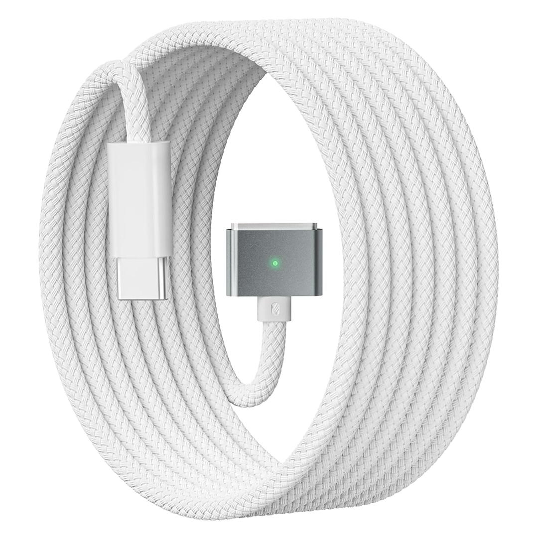 USB-C to Magnetic 3 Cable for M4 MacBook Air Pro Charger, 140W Magnetic Safe 3 Cable for MacBook Air (15''/13'' M4 2025, M3 2024, M2 2023, M2 2022), MacBookPro (16"/14" 2024/2023/2021), 2M/6.6ft White