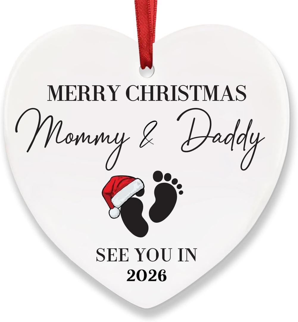 Pregnancy Announcement Gifts, Christmas Ornaments Expecting Baby Pregnancy, Announcement New Parents to Be Mom Xmas Unique Gifts for New Mom and Dad to Be Baby First Christmas Ornaments 2026