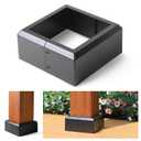 Deck Post Base Covers, Aluminum Post Cover 6"x6"(Actual 5.5"x5.5"), Split Post Base Trim Skirt for Deck railings, Patios (Black-1pc)