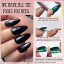 LoveOurHome 240pc Almond Press on Nails Medium Black Fake Nail Tips Full Cover Glue Almond Acrylic Nails Press ons Nail Short Stiletto False Artificial Fingernail & Glue Adhesive Tabs for Women Girls