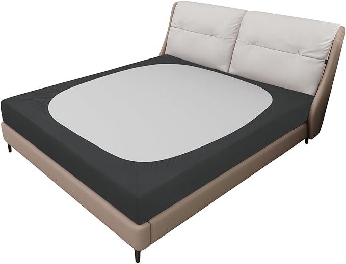 Easy-Going Box Spring Cover King/C-King Size, 4 Way Stretch Smooth and Elastic Wrap Around Band 4 Sides Bed Skirt, Dark Gray