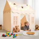 SYNCFUN Play Tent for Kids,Indoor & Outdoor Tent with Blanket,LED Lights & Flags for Toddler,Spacious 51*35*52 Inch,Playhouse for Kids,Ideal Private Space for Reading & Play for Boys & Girls Age 3-7