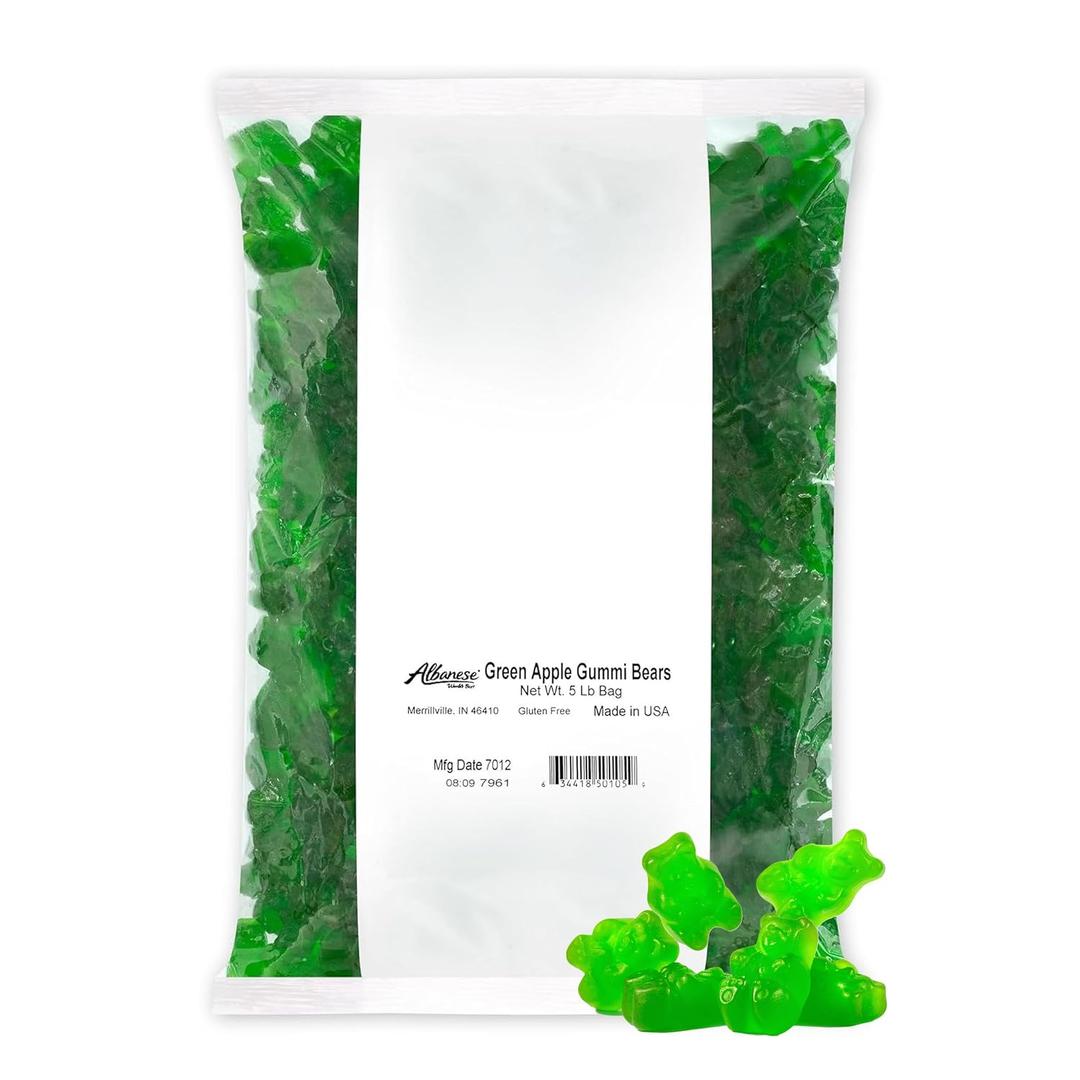 Albanese Candy, Green Apple Gummi Bears, 5-pound Bag (EXP 02/20/26)