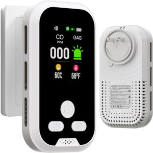 4-in-1 Carbon Monoxide Detectors, Natural Gas Leak Detector & Carbon Monoxide Detectors Plug-in & Battery Backup, HD Digital Display for CO, Gas, Temp, Humidity - Home, RV, Apartment Safety